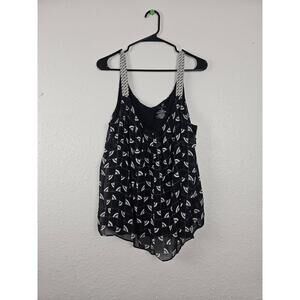 New York & Co XL Black Geometric Patterned Flow Sleeveless Tank Top